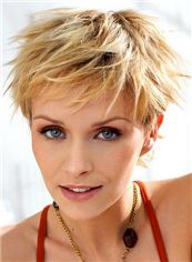 2015 Fashion Trend Capless Short Straight Blonde Indian Remy Hair Wig