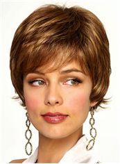 2015 Fashion Trend Short Straight Brown 8 Inch Remy Human Hair Wigs