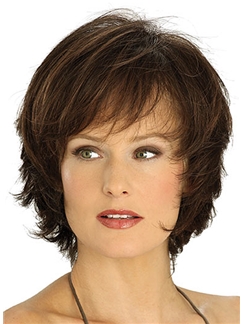 Affordable Capless Short Straight Brown Human Hair Wig