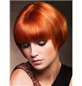 Attractive Short Straight Red 8 Inch Remy Human Hair Wigs