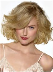 Blonde Short Wigs Lace Front Wavy Human Hair 10 Inch