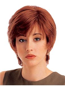 Cheap Colored Short Wavy Red 10 Inch Remy Human Hair Wigs