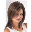 Cheap Lace Front Medium Straight Brown Indian Remy Hair Wig