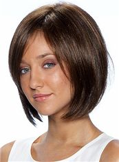 Chic Capless Short Straight Brown Remy Hair Wig