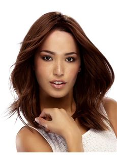 Delicate Full Lace Medium Wavy Brown Remy Hair Wig