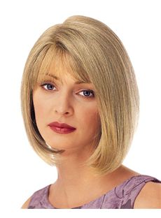 Delicate Capless Short Straight Blonde Remy Hair Wig