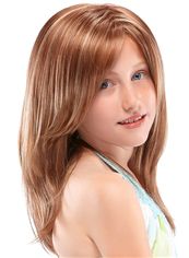 Delicate Medium Blonde 100% Indian Remy Hair Kids Wigs 16 Inch