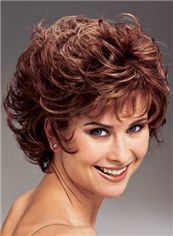 Discount Full Lace Short Wavy Red Top Quality Human Hair Wig
