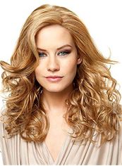 European Style Lace Front Medium Wavy Blonde Real Human Hair Wig