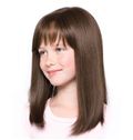 European Style Medium Brown 100% Indian Remy Hair Kids Wigs 16 Inch