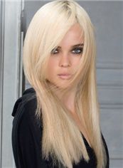 Exquisite Capless Medium Straight Blonde Human Hair Wig