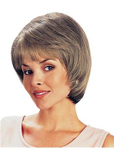 Exquisite Short Straight Gray 8 Inch Human Hair Wigs