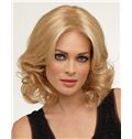 Graceful Full Lace Short Wavy Blonde Remy Hair Wig