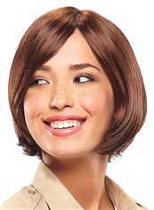 Gracefull Capless Short Straight Brown Remy Hair Wig