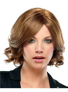Impressive Full Lace Short Wavy Brown Remy Hair Wig
