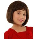 Impressive Short Brown 100% Indian Remy Hair Kids Wigs 12 Inch