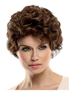 Modern Full Lace Short Wavy Brown Remy Hair Wig