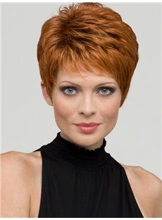 Modern Short Wavy Red 6 Inch Real Remy Hair Wigs