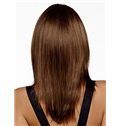 New Impressive Medium Straight Brown 18 Inch Remy Human Hair Wigs