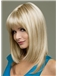 New Medium Straight Blonde 16 Inch Human Hair Wigs