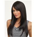 Newest Capless Long Straight Black Remy Hair Wig