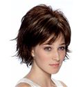 Online Wigs Short Wavy Brown 10 Inch Real Human Hair Wigs
