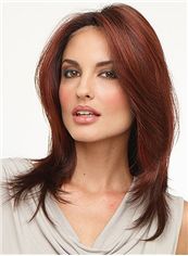 Quality Wigs Lace Front Medium Straight Brown Remy Hair Wig
