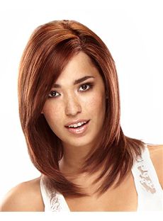 Shining Lace Front Medium Straight Red Top Indian Remy Hair Wig