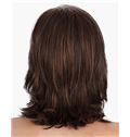 Stylish Medium Wavy Brown 14 Inch Human Hair Wigs