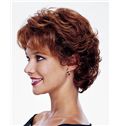 Top Quality Capless Short Wavy Brown Remy Hair Wig
