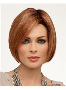 Top Quality Full Lace Short Straight Brown Remy Hair Wig