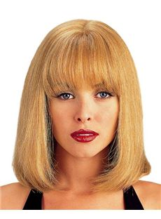Top Quality Medium Straight Blonde 14 Inch Human Hair Wigs