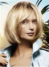 Trendy Capless Blonde Short Straight Remy Hair Wig