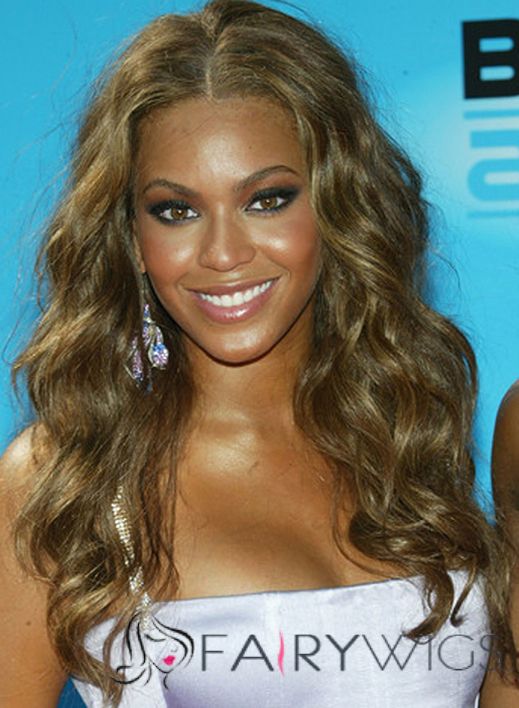 Chic Beyonce Knowles' Full Lace Medium Wavy Sepia Remy Wig