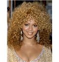 Beyonce Knowles' Wigs Capless Medium Curly Mixed Color Human Hair