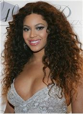 Beyonce Knowles' Lace Front Long Curly Brown 100% Human Hair Wig