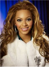 Sexy Beyonce Knowles' Human Hair Wig Full Lace Long Wavy Blonde