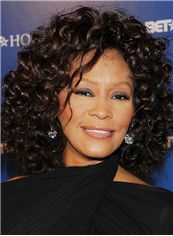Advanced Whitney Houston Hairstyle Medium Curly Full Lace 100% Human Hair Wigs for Black Women