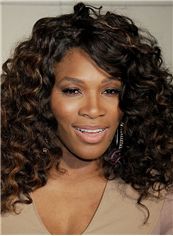 Alluring Serena Williams Hairstyle Medium Curly Lace Front 100% Human Hair Wigs for Black Women