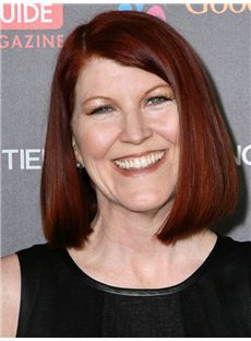 Kate Flannery Hairstyle Medium Straight Full Lace Human Hair Bob Wigs