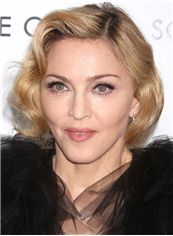 Madonna Hairstyle Short Wavy Full Lace Human Hair Bob Wigs