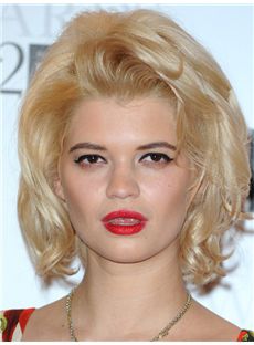 Pixie Geldof Hairstyle Short Wavy Lace Front Human Hair Bob Wigs