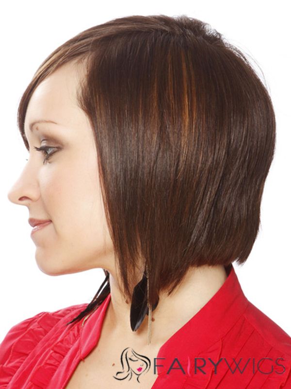 Salon Short Straight Lace Front Indian Remy Hair Bob Wigs