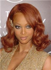 Creative Tyra Banks Medium Wavy Lace Front Human Hair Wigs