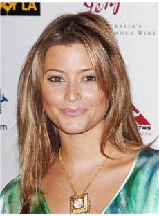 Faddish Holly Valance Hairstyle Medium Straight Lace Front Human Wigs