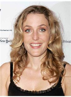 Ideal Gillian Anderson Medium Wavy Lace Front Real Human Hair Wigs
