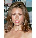 Jessica Biel Hairstyle Medium Wavy Lace Front Remy Hair Wigs