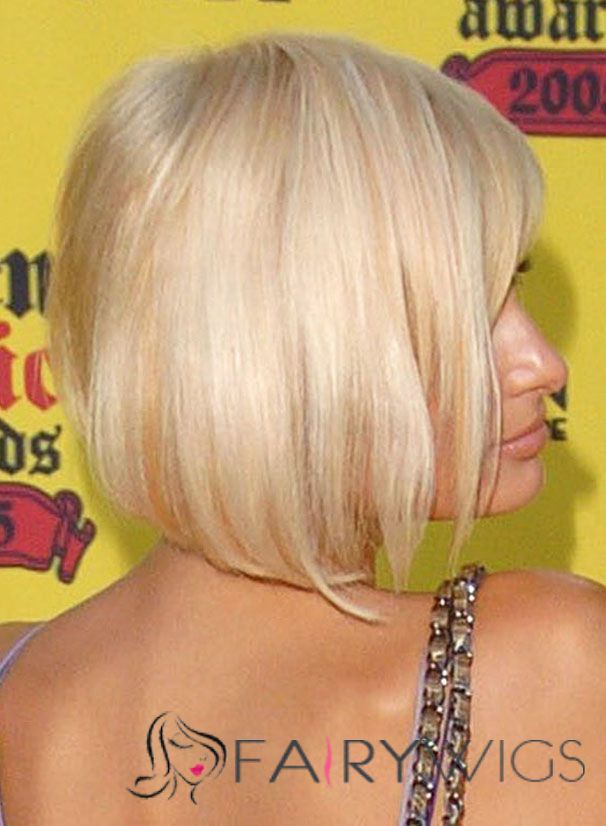 Inexpensive Paris Hilton Hairstyle Short Straight Capless Remy Human Wigs 