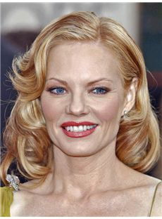 Romantic Marg Helgenberger Short Wavy Lace Front Human Hair Wigs