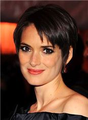 Smooth Winona Ryder Hairstyle Short Straight Full Lace Human Wigs